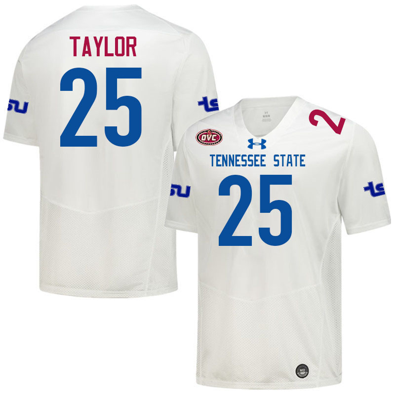 Tennessee State Tigers #25 Sammy Taylor College Football Jerseys,Uniforms-White